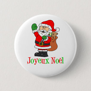 French Christmas Santa Joyeux Noel 6 Cm Round Badge