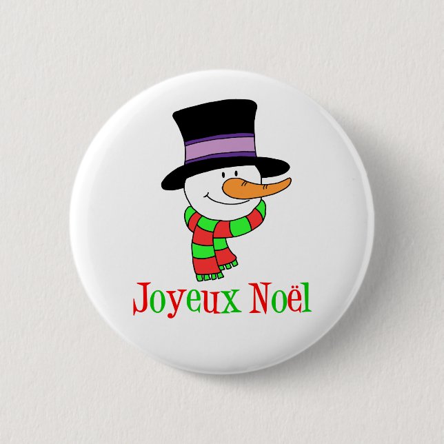 French Christmas Snowman Joyeux Noel 6 Cm Round Badge (Front)