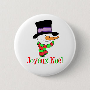 French Christmas Snowman Joyeux Noel 6 Cm Round Badge