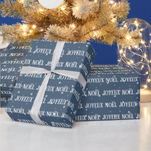 French Christmas Text With Stars Wrapping Paper