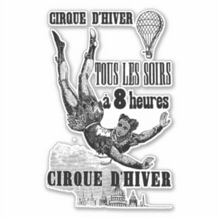 French Circus Acrobat flying trapeze Vintage Art