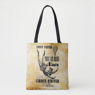 French Circus Acrobat flying trapeze Vintage Art Tote Bag