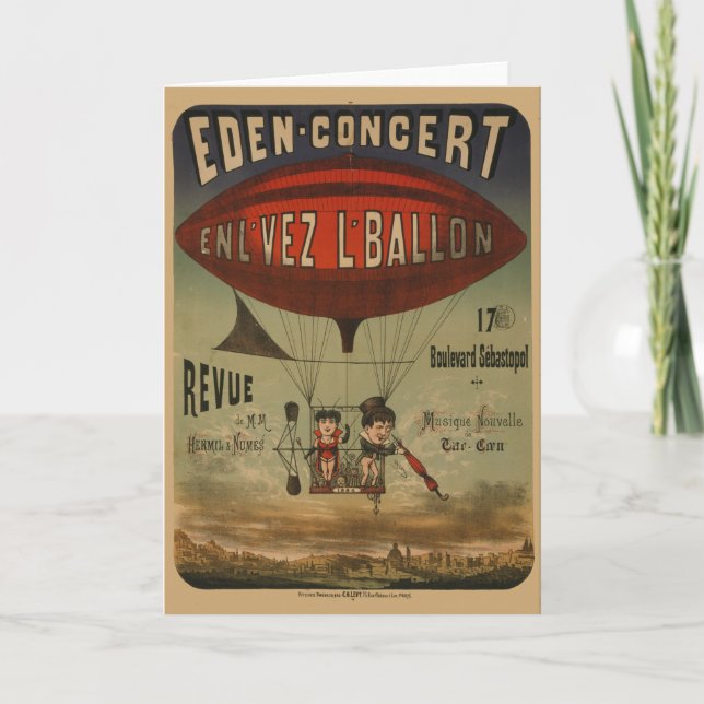 French Circus Poster Of Two Performers In Airship Card (Front)