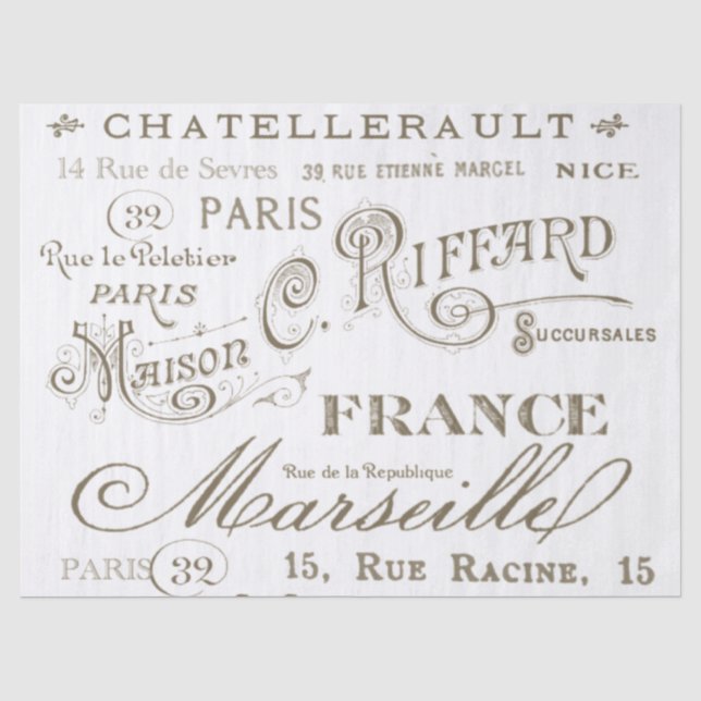 french city names  tissue paper (Front)