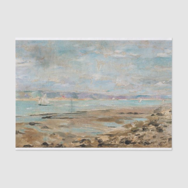 French Coastal Landscape with Sailing Boats        Tissue Paper (Front)