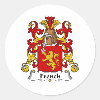 French Coat of Arms/Family Crest Classic Round Sticker