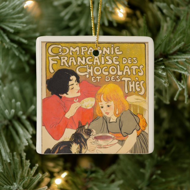 French Company of Chocolates and Teas, Art Nouveau Ceramic Ornament (Tree)