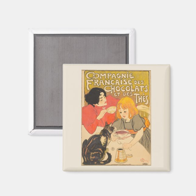 French Company of Chocolates and Teas, Art Nouveau Magnet (Front/Back)