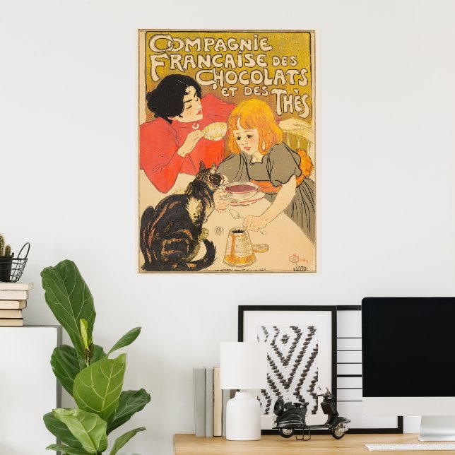 French Company of Chocolates and Teas, Art Nouveau Poster (Home Office)