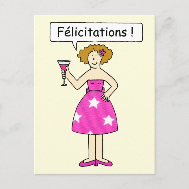 French Congratulations Felicitations Postcard (Front)