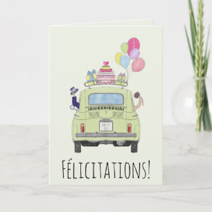 French Congratulations on Wedding Day Fiat 500 Card