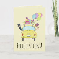 French Congratulations on Wedding Day Yellow Car