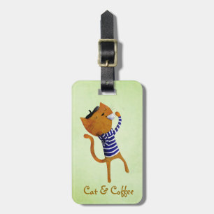 French Cool Cat Luggage Tag