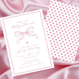 French Coquette Bow Whimsy Frame Girl Baby Shower Invitation