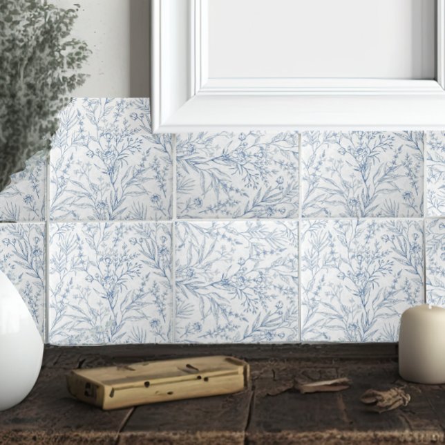 French Cottage Blue and White Floral Tile (Creator Uploaded)