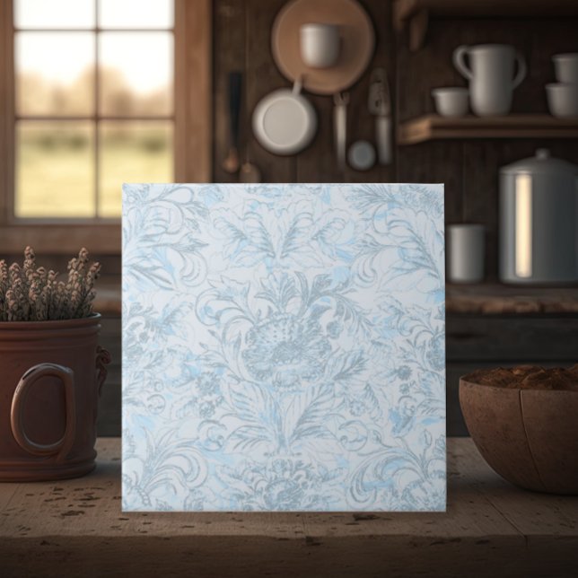 French Cottage Dusty Blue Floral Tile (Creator Uploaded)