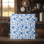 French Cottage Navy Blue Floral Tile<br><div class="desc">With an intricate blue floral design,  these tiles are reminiscent of French cottages and cosy spaces. A unique addition to kitchen or bathroom backsplashes.</div>