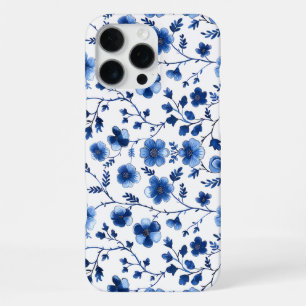 French Cottagecore Blue Floral Patterns Tissue Pap iPhone 16 Pro Max Case