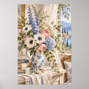 French Country Anemone Ranunculus Lake Wall Art