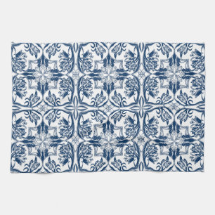 French Country Blue and White Tulips Kitchen Towel
