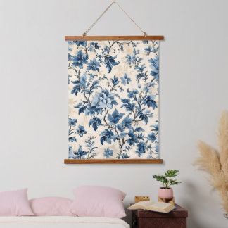 French Country Blue Toile Hanging Tapestry