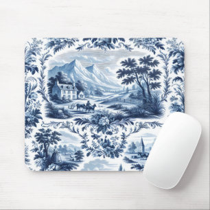 French Country Blue Toile Mouse Mat
