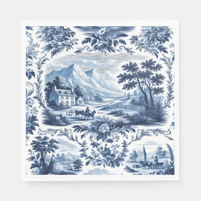 French Country Blue Toile Napkin (Front)
