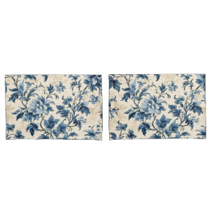 French Country Blue Toile Pillowcase