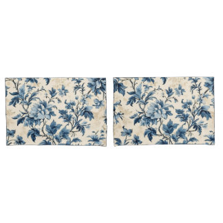 French Country Blue Toile Pillowcase