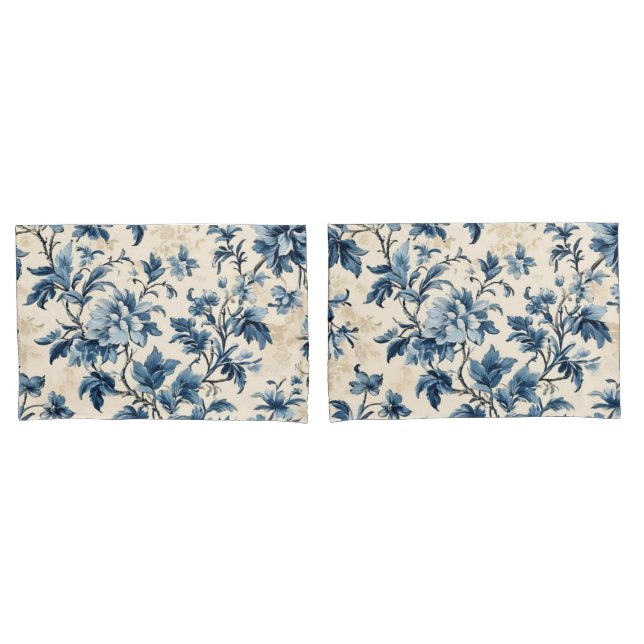 French Country Blue Toile Pillowcase (Front-Set)