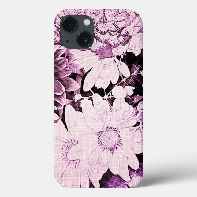 French country boho chic wildflower purple daisy Case-Mate iPhone case (Back)