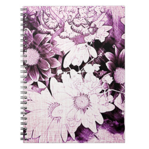 French country boho chic wildflower purple daisy notebook
