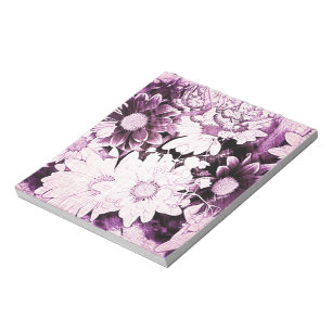 French country boho chic wildflower purple daisy notepad