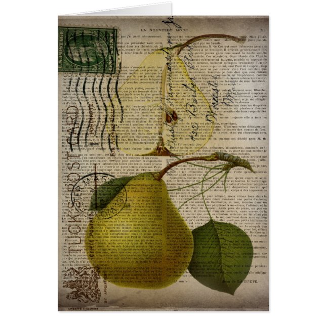 french country botanical illustration vintage pear (Front)