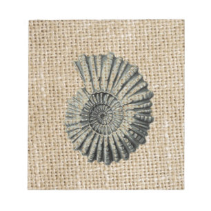 french country burlap beach coastal chic seashell notepad