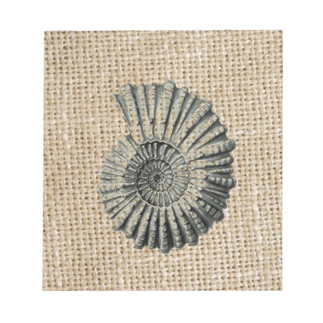 french country burlap beach coastal chic seashell notepad (Front)
