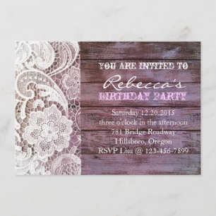 french country chic barn wood and lace invitation
