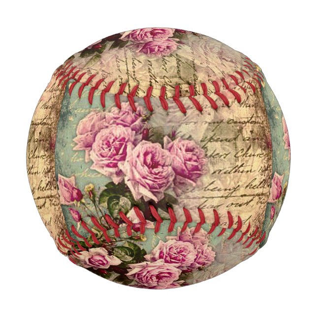 French country chic,shabby chic, pink roses, flora baseball (Front)