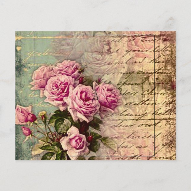 French country chic,shabby chic, pink roses, flora flyer (Back)