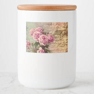French country chic,shabby chic, pink roses, flora food label