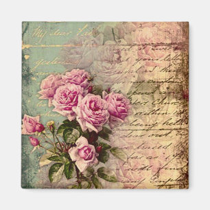 French country chic,shabby chic, pink roses, flora magnet