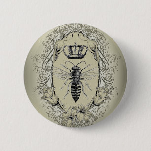 french country chic victorian crown queen bee 6 cm round badge