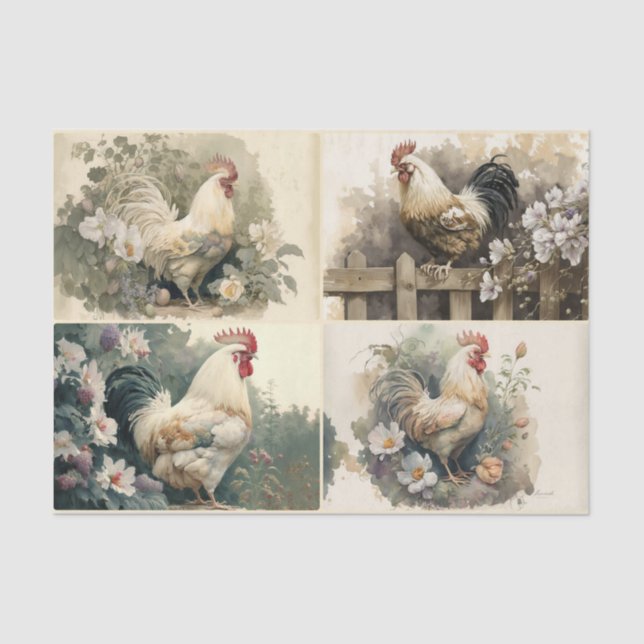 French Country Chickens Tissue Paper (Front)