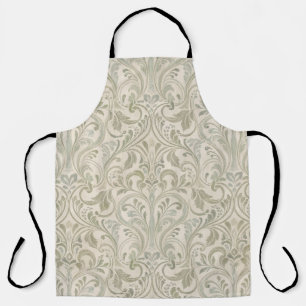 French Country Cottage Neutral Damask Apron