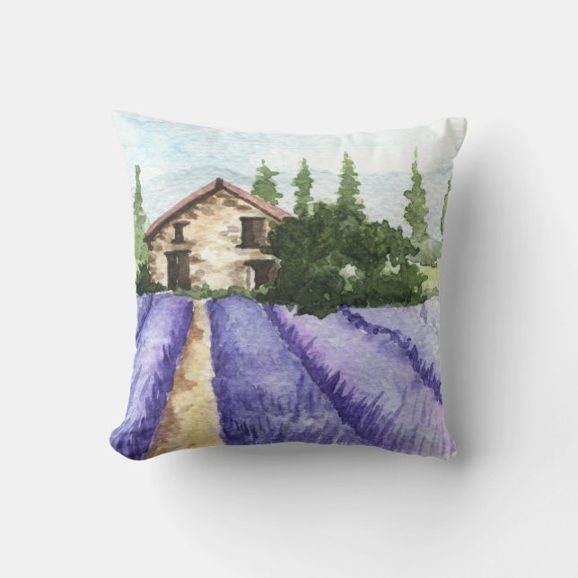 French Country Decor Lavender Fields Cushion (Front)