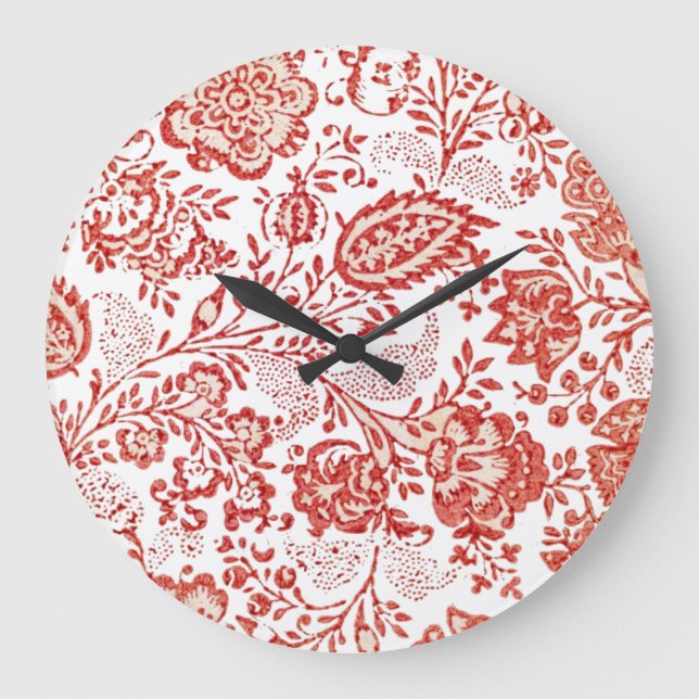 French Country Decor Red Toile Clock (Front)