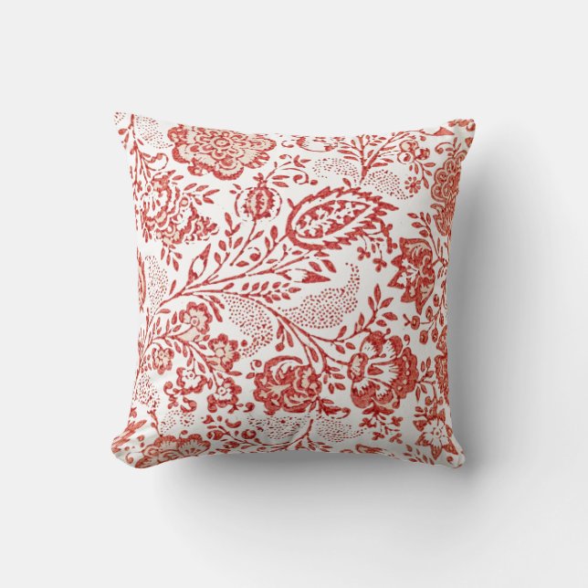 French Country Decor Red Toile Cushion (Front)