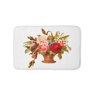 French Country Decor Rose Bouquet Bath Mat