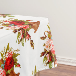 French Country Decor Rose Bouquet Tablecloth