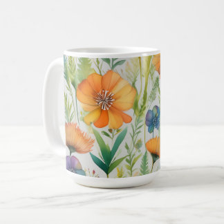 French Country Decor Watercolor Wildflowers Coffee Mug
